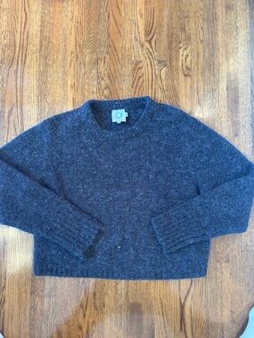 Women's Dark Gray Crewneck Wool Blend Sweater